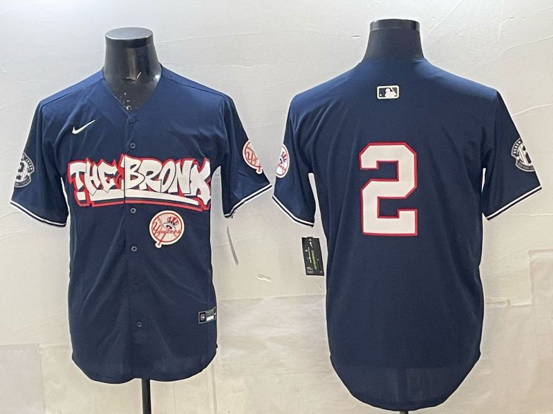 Men 2025 New York Yankees #2 Jeter Blue 4th generations Joint Name Nike MLB Jersey style 08->new york yankees->MLB Jersey